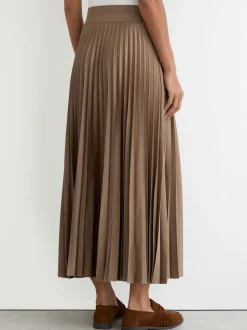 Reiss Mocha Brown Seren Pleated Midi Skirt