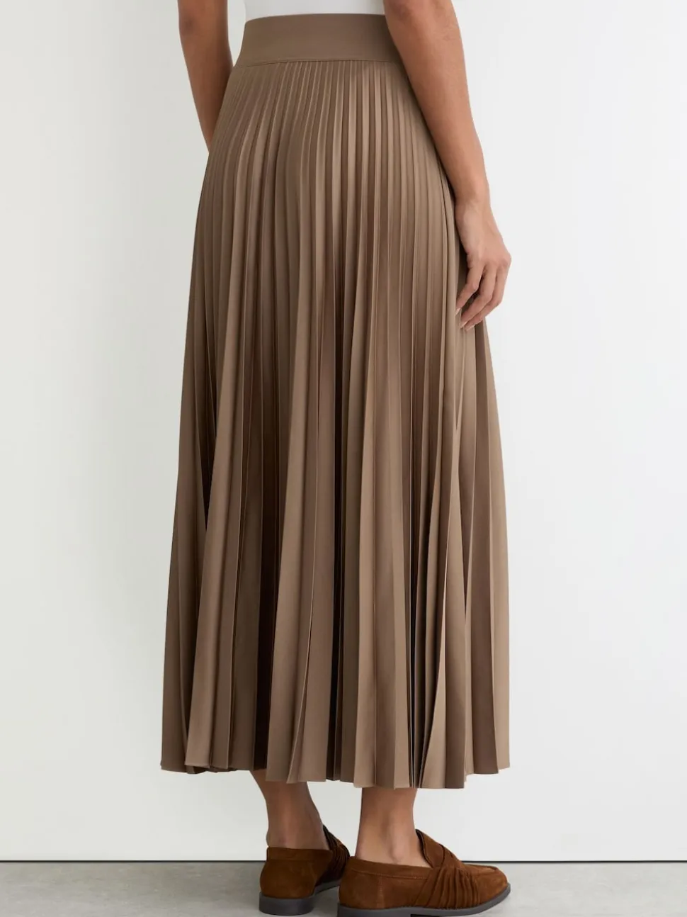 Reiss Mocha Brown Seren Pleated Midi Skirt