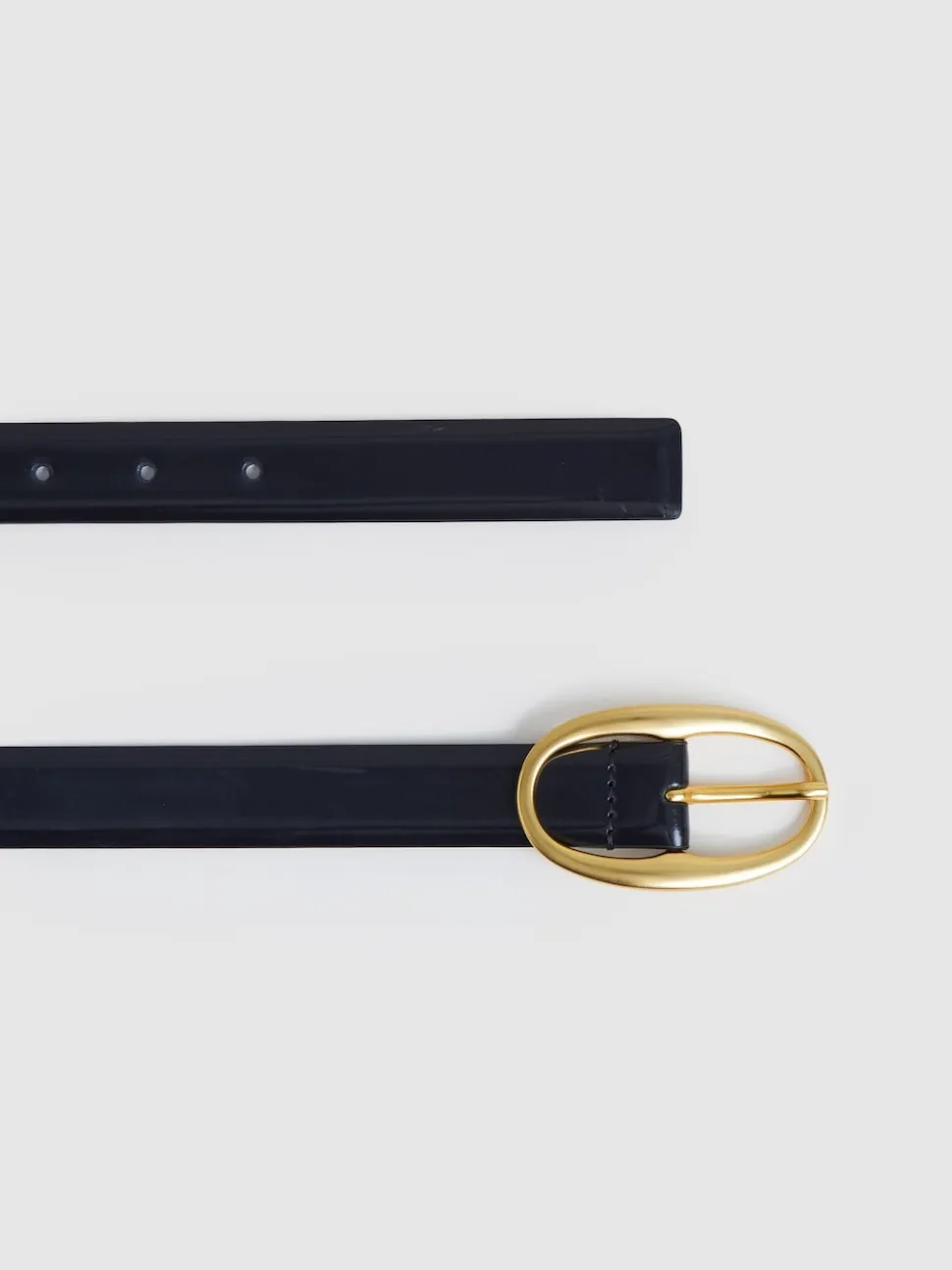 Reiss Navy Drew Patent Leather Oval Buckle Belt