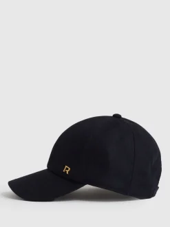 Reiss Navy Fiona Wool-Blend Flannel Baseball Cap