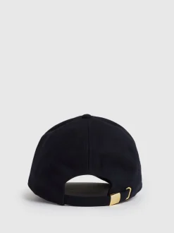 Reiss Navy Fiona Wool-Blend Flannel Baseball Cap