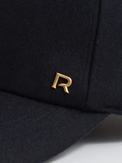 Reiss Navy Fiona Wool-Blend Flannel Baseball Cap