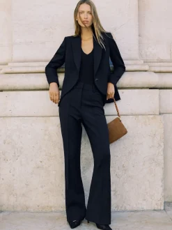 Reiss Navy Gabi Flared Suit Trousers