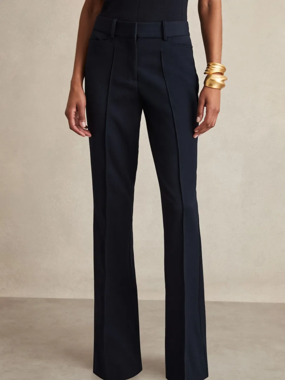 Reiss Navy Gabi Flared Suit Trousers