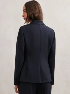 Reiss Navy Gabi Petite Double-Breasted Suit Blazer