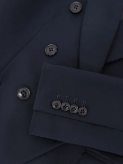 Reiss Navy Gabi Petite Double-Breasted Suit Blazer