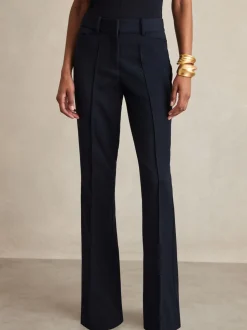 Reiss Navy Gabi Petite Flared Suit Trousers