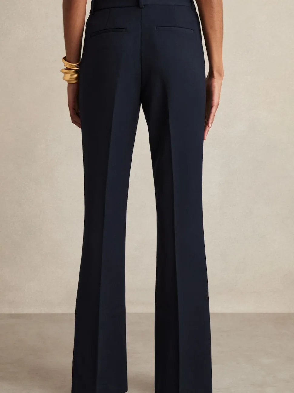 Reiss Navy Gabi Petite Flared Suit Trousers
