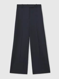Reiss Navy Gabi Petite Wide-Leg Suit Trousers