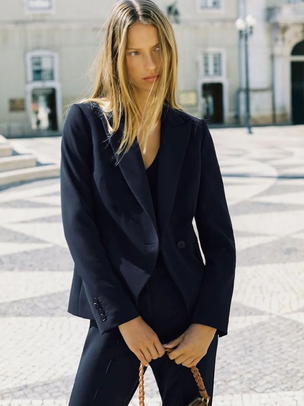 Reiss Navy Gabi Tailored Single Breasted Suit Blazer