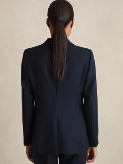 Reiss Navy Gabi Tailored Single Breasted Suit Blazer