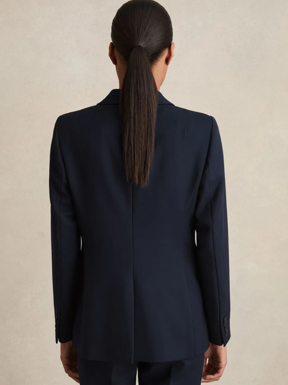 Reiss Navy Gabi Tailored Single Breasted Suit Blazer