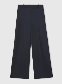 Reiss Navy Gabi Wide-Leg Suit Trousers