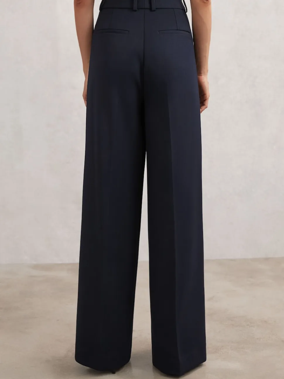 Reiss Navy Gabi Wide-Leg Suit Trousers