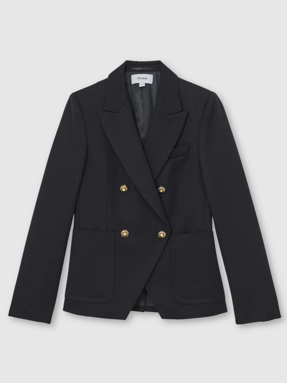 Reiss Navy Gigi Petite Wool-Blend Double-Breasted Blazer