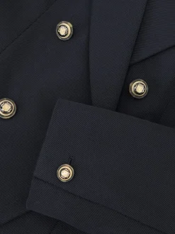 Reiss Navy Gigi Petite Wool-Blend Double-Breasted Blazer