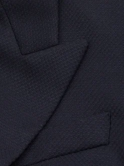 Reiss Navy Hallie Petite Textured Double Breasted Suit Blazer