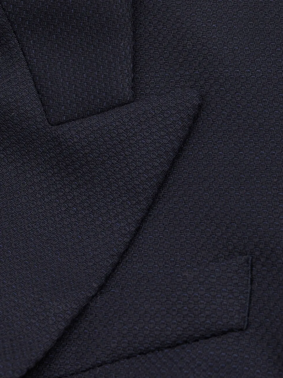 Reiss Navy Hallie Petite Textured Double Breasted Suit Blazer