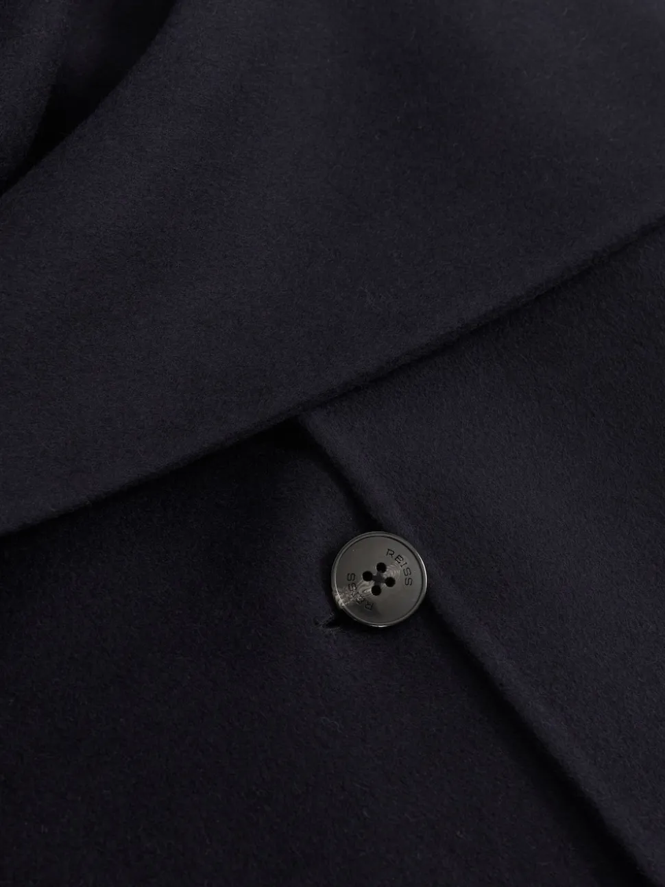 Reiss Navy Indira Wool-Blend Scarf Blindseam Coat