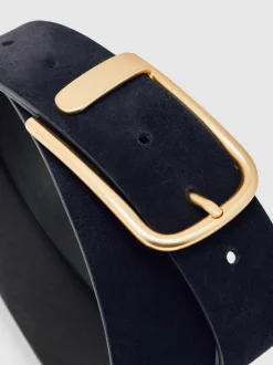 Reiss Navy Iyla Suede Half Keeper Belt