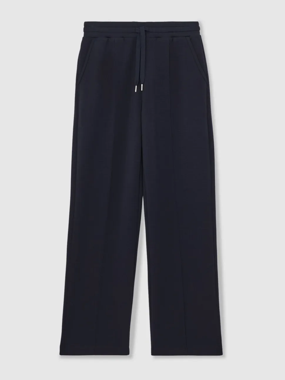 Reiss Navy Jemma Premium Interlock Wide-Leg Joggers