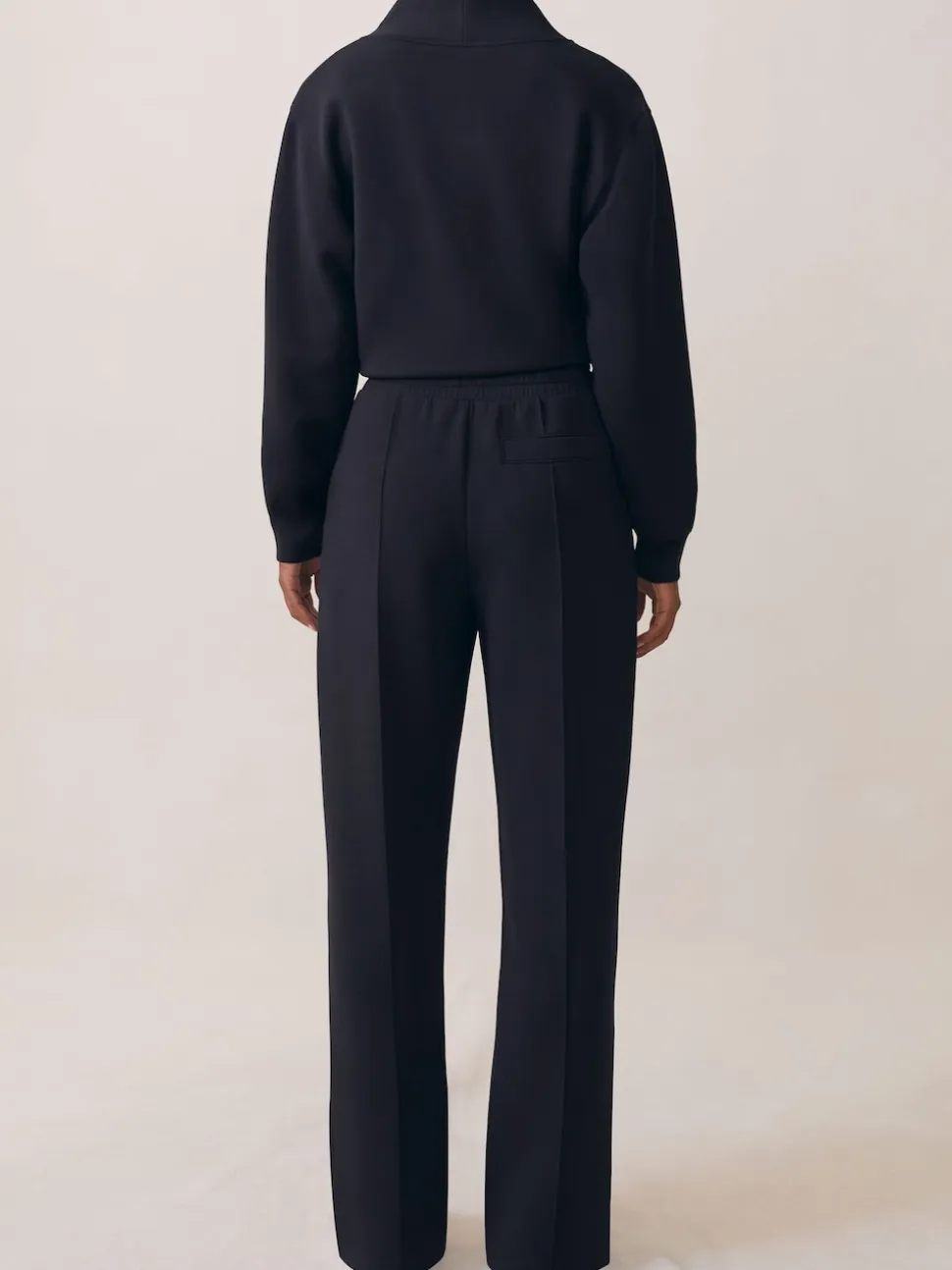 Reiss Navy Jemma Premium Interlock Wide-Leg Joggers