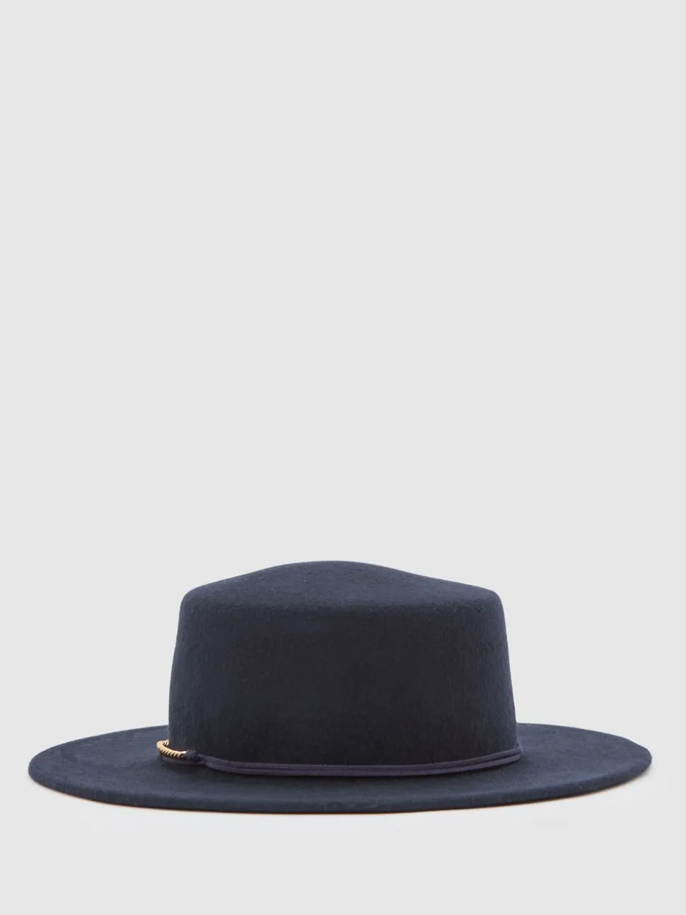 Reiss Navy Lacey Wool Felt Chain-Strap Fedora Hat