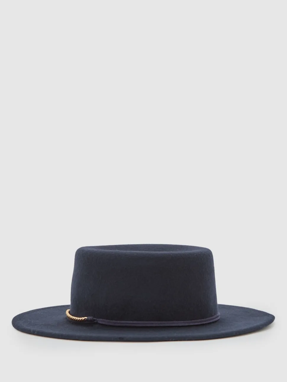 Reiss Navy Lacey Wool Felt Chain-Strap Fedora Hat