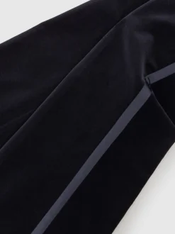 Reiss Navy Verda Velvet Satin-Stripe Flared Trousers