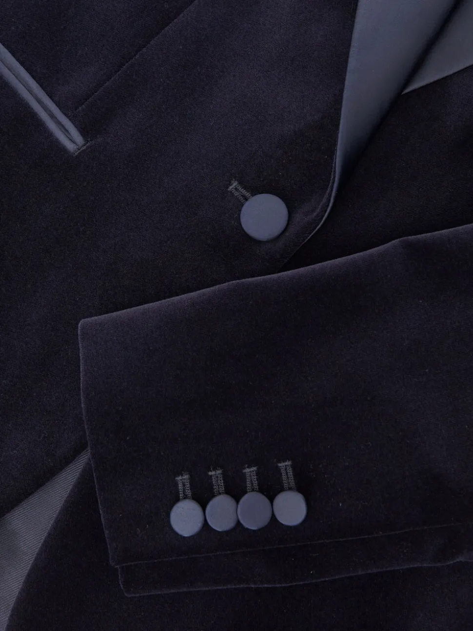 Reiss Navy Verda Velvet Single-Breasted Tuxedo Blazer