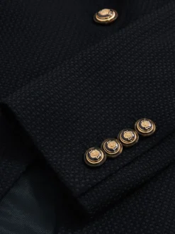 Reiss Navy Wynn Single-Breasted Textured Blazer Wool-Blend