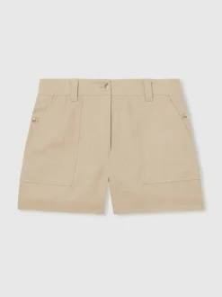 Reiss Neutral Ashby Linen Shorts