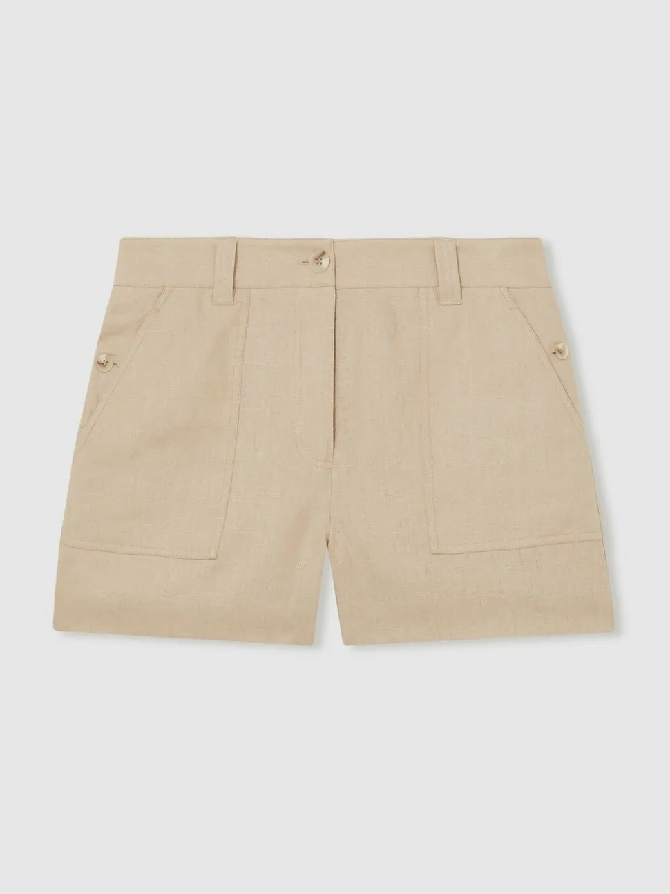 Reiss Neutral Ashby Linen Shorts