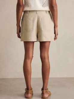 Reiss Neutral Ashby Linen Shorts