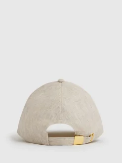 Reiss Neutral Lilly Linen Logo Baseball Cap