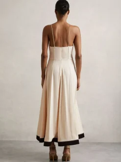Reiss Neutral Virginia Atelier Corset Midi Dress