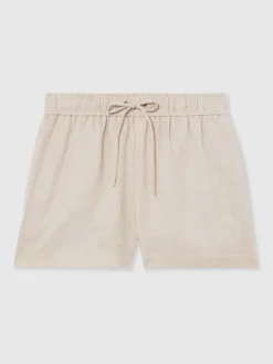 Reiss Neutral Willow Linen-Blend Drawstring Shorts