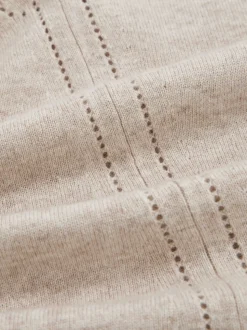Reiss Oatmeal Neutral Anya Wool-Blend Open-Stitch Jumper with Cashmere