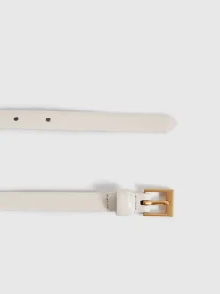 Reiss Off White Holly Thin Leather Belt