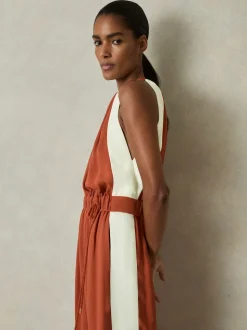 Reiss Orange Inez Colour-Block Rope-Cord Jumpsuit