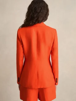 Reiss Orange Raine Single Breasted Suit Jacket With Linen