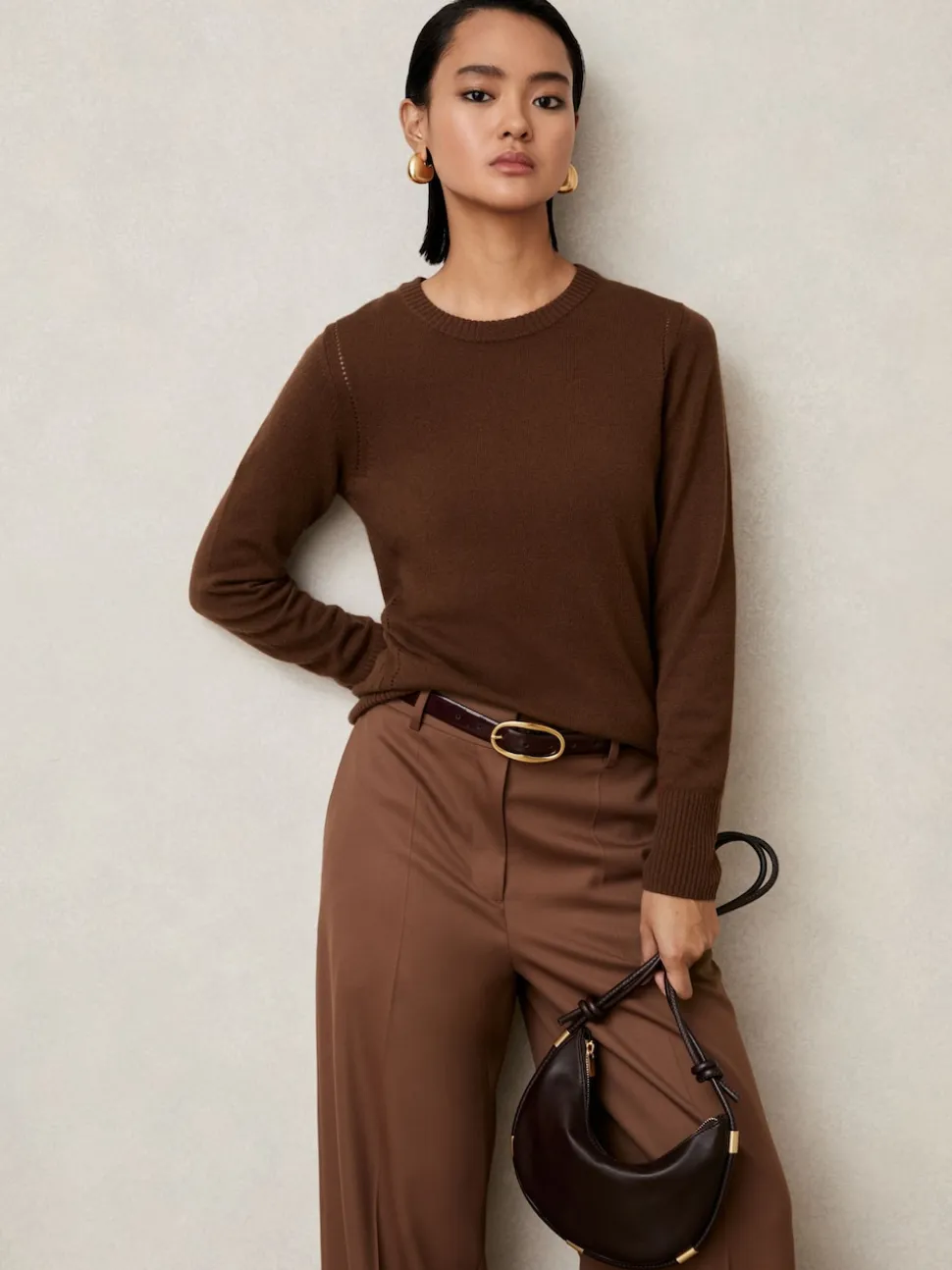 Reiss Oxblood Drew Patent Leather Oval Buckle Belt