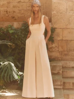 Reiss Pale Pink Dion Wide-Leg Cut-Out Jumpsuit