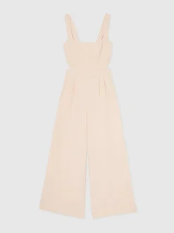 Reiss Pale Pink Dion Wide-Leg Cut-Out Jumpsuit