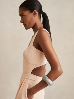Reiss Pale Pink Dion Wide-Leg Cut-Out Jumpsuit