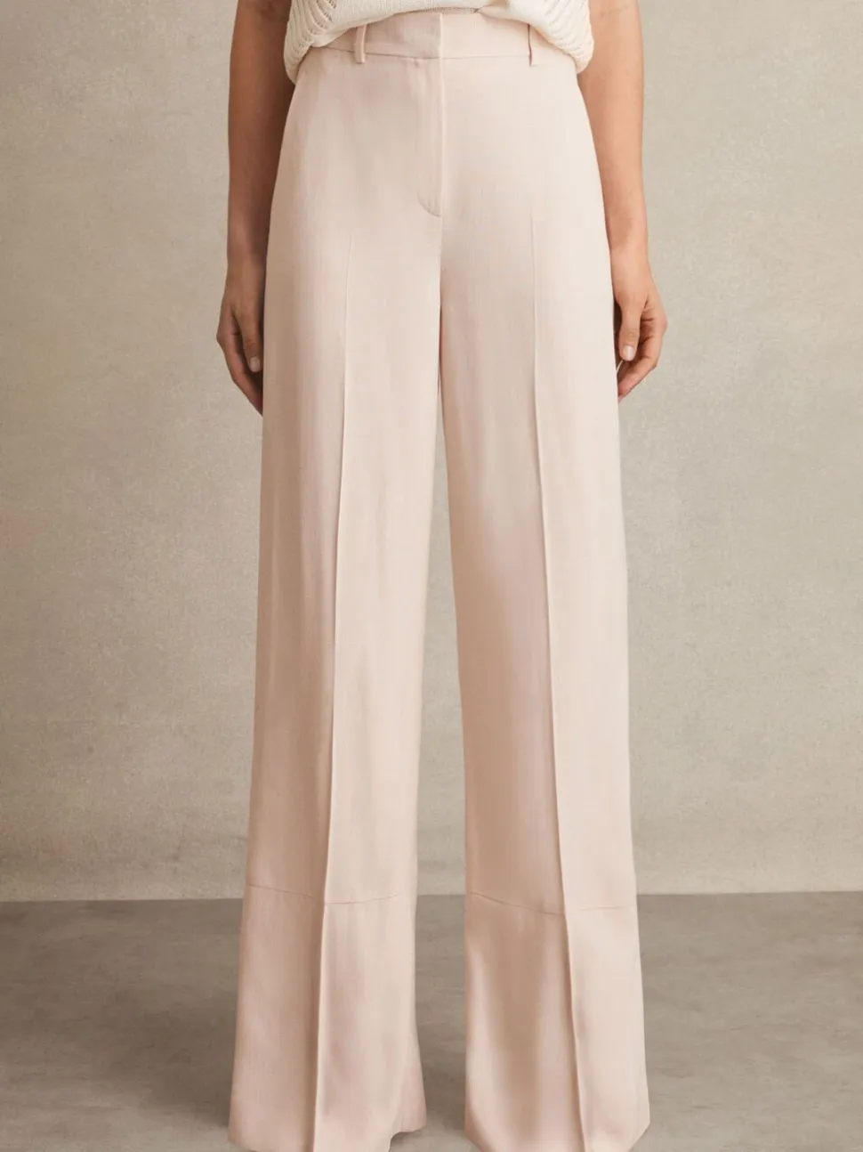 Reiss Pink Darcie Petite Wide-Leg Suit Trousers