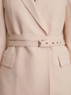 Reiss Pink Darcie Single-Breasted Belted Suit Jacket