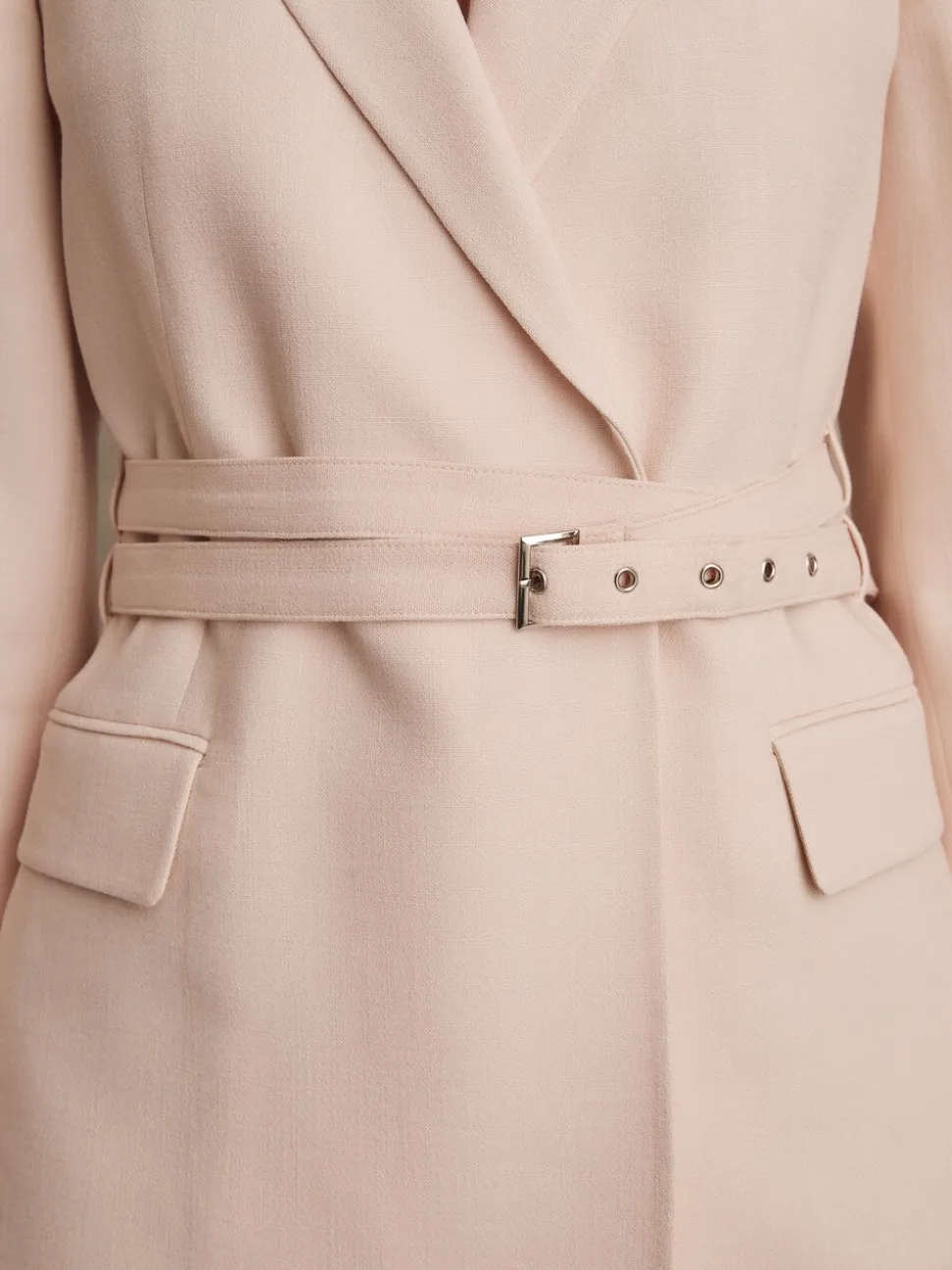 Reiss Pink Darcie Single-Breasted Belted Suit Jacket