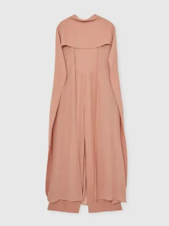 Reiss Pink Farley Wide-Leg Cape Jumpsuit
