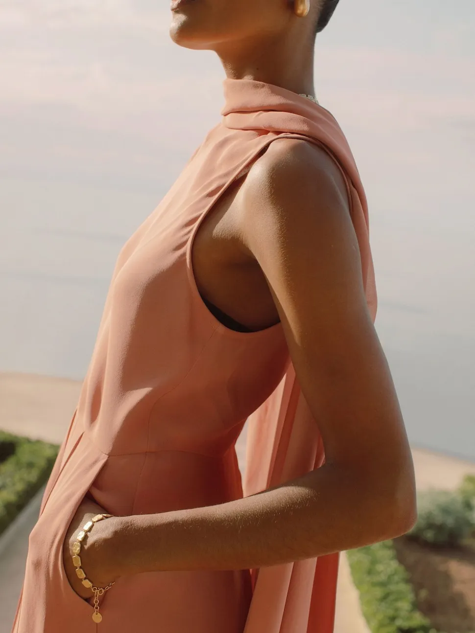 Reiss Pink Farley Wide-Leg Cape Jumpsuit